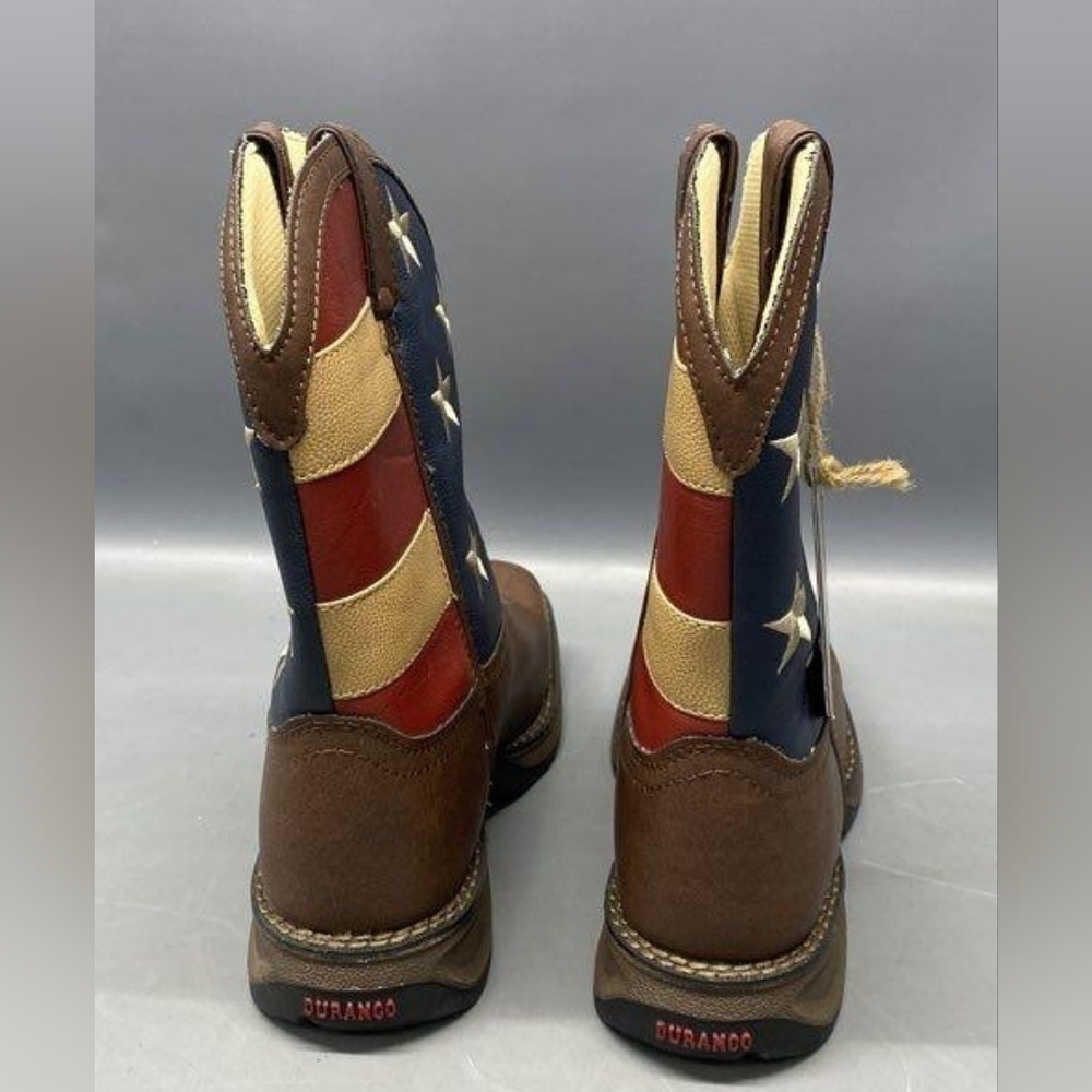 NWT Durango Kids 8" Brown Ametican Cow Boy Western Boots Size 4M - Picture 11 of 14